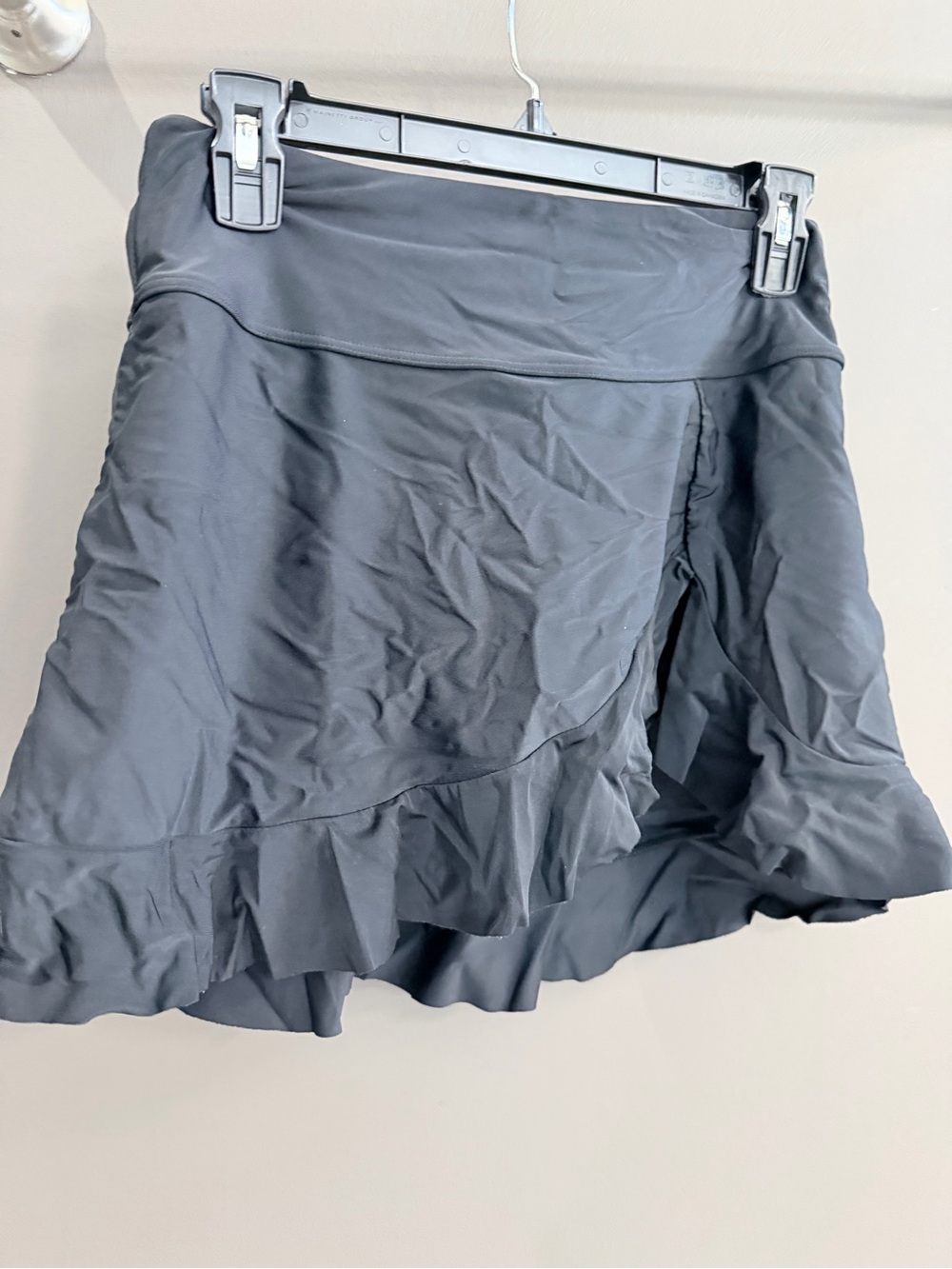 Ruffled Swim Skirt with Liner - Charcoal Gray